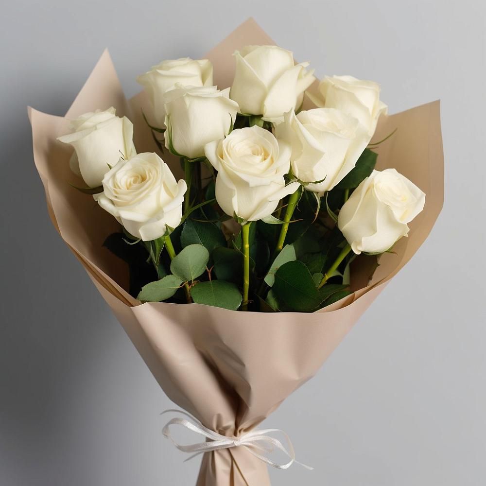 Букет 9 Белых роз Эдлесс Лав в Сальске