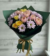 Букет цветов из:  Хризантемы и Розы #REPLACE_PRED# Сальске