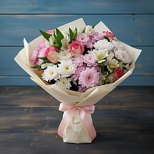 Букет цветов из:  Хризантемы, Альстромерии и Розы в Сальске